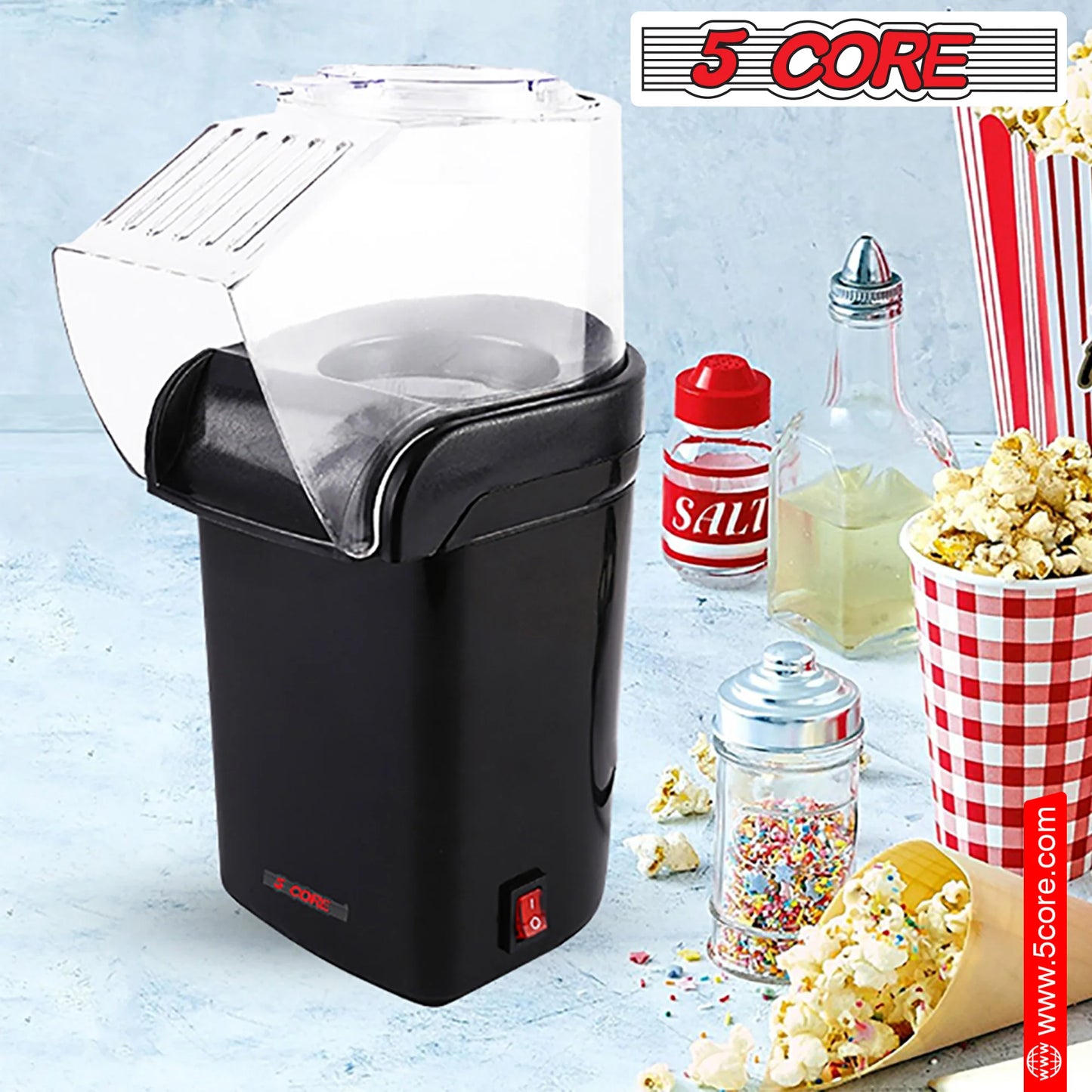 6-Cup Portable Electric Hot Air Popcorn Maker - Effortlessly Make Healthy Snacks