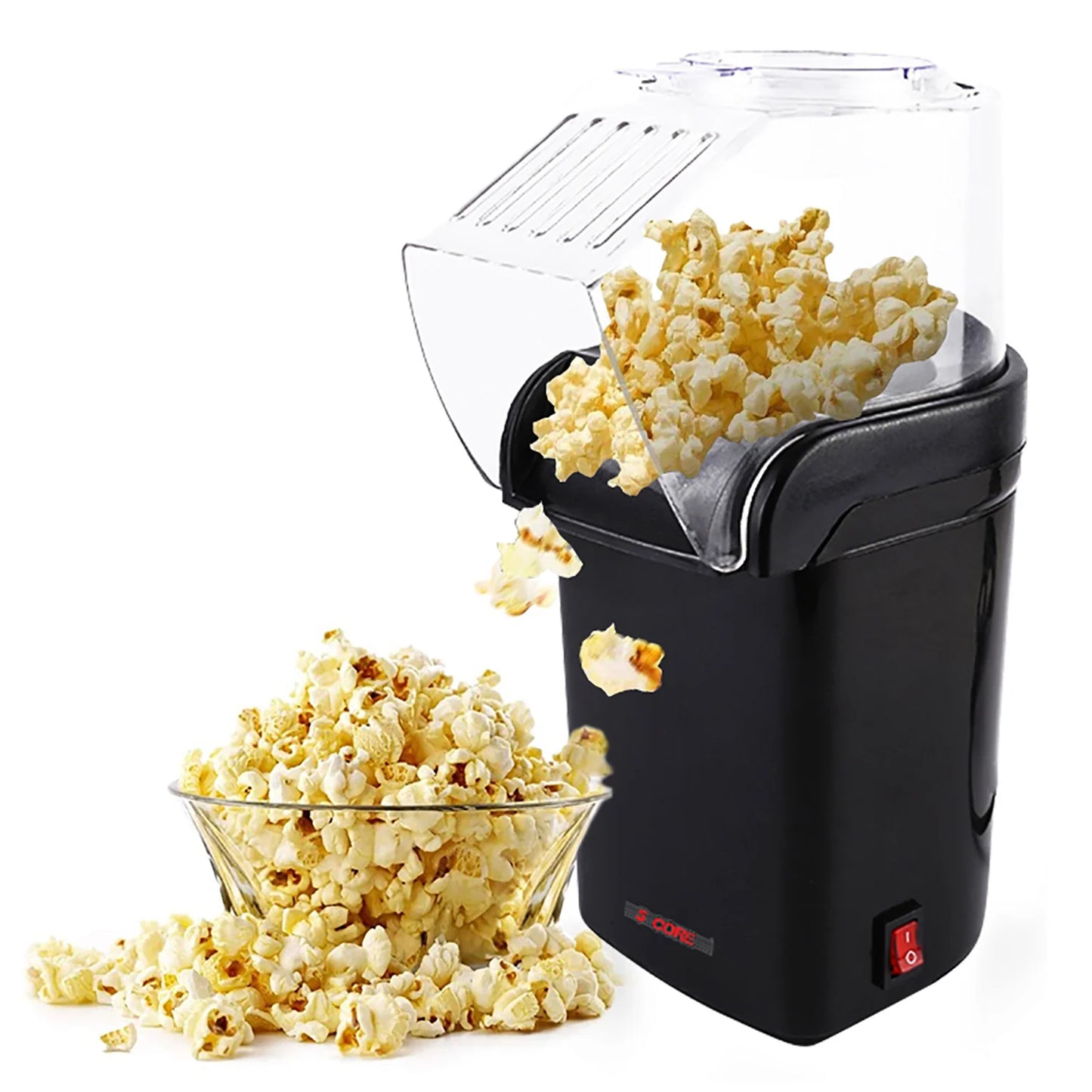 6-Cup Portable Electric Hot Air Popcorn Maker - Effortlessly Make Healthy Snacks