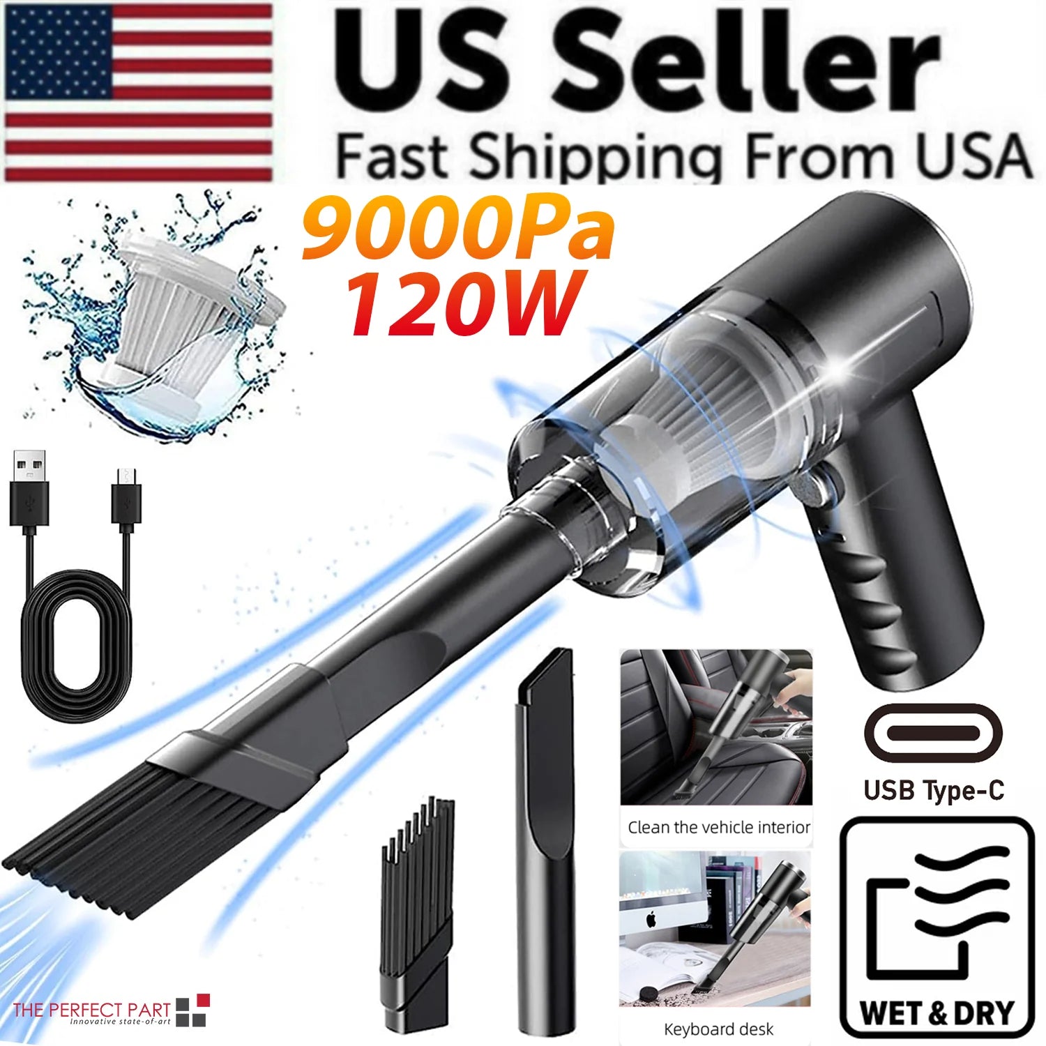 Powerful 120W Wireless Portable Handheld Vacuum Cleaner - Ideal for Home and Automotive Cleaning