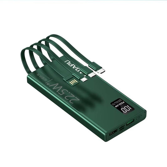 20,000mAh Slim Power Bank with PD 20W & 22.5W Fast Charging – Integrated Cables, Digital Display, Dual USB Ports, and Compact Design for Effortless Outdoor Travel – Compatible with All iPhone and Android Devices