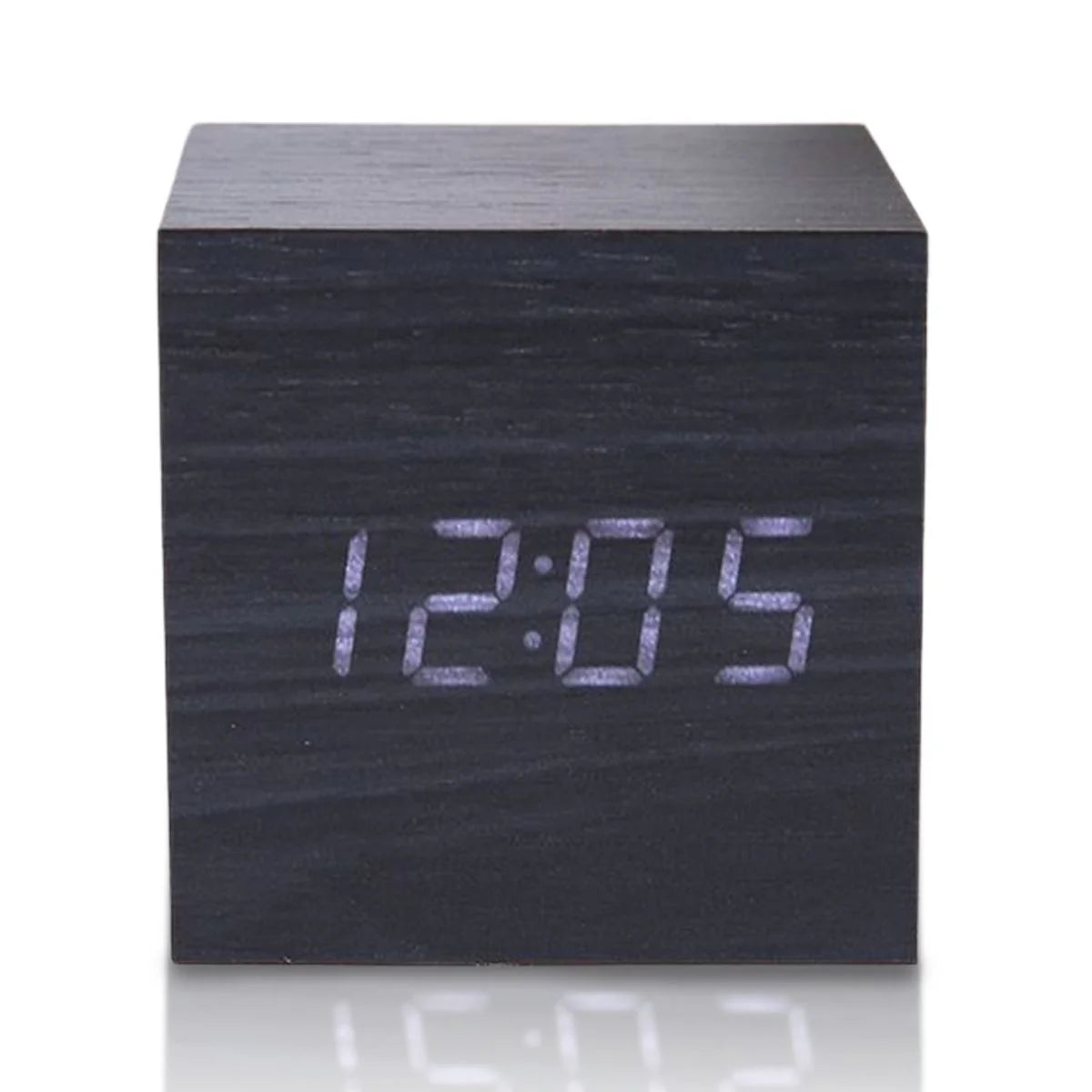 Sleek Minimalist Wooden Desk Clock with Alarms and Temperature Display