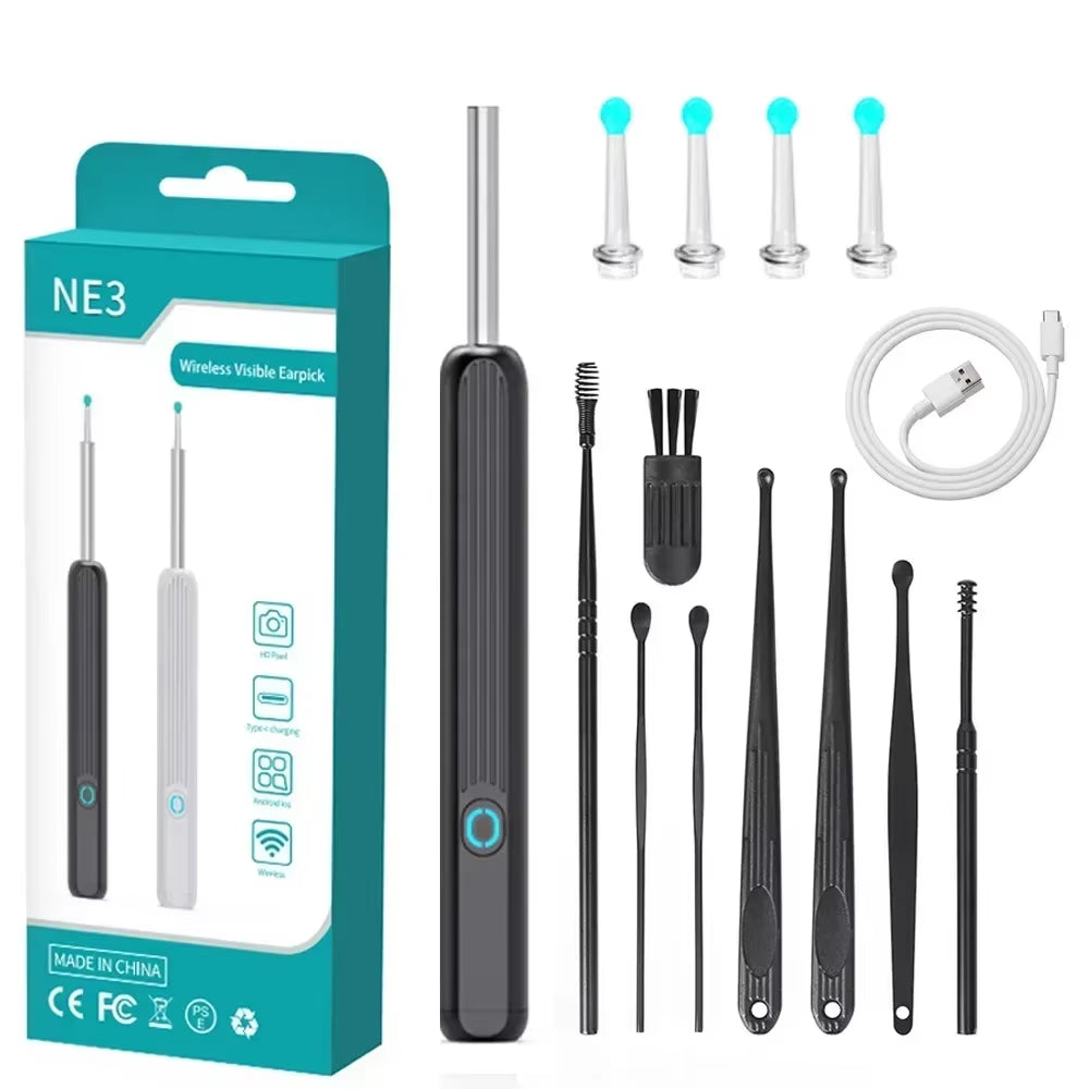 Advanced Wireless Wi-Fi Ear Cleaning Otoscope Kit with 1296P HD Camera and Comprehensive Removal Tools