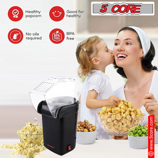 6-Cup Portable Electric Hot Air Popcorn Maker - Effortlessly Make Healthy Snacks