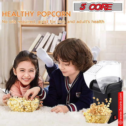 6-Cup Portable Electric Hot Air Popcorn Maker - Effortlessly Make Healthy Snacks